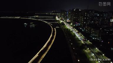 <strong>广东珠海</strong>城市夜景交通航拍
